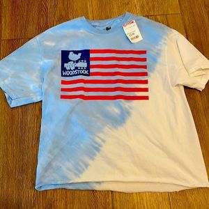 woodstock tyedye american flag medium shirt
